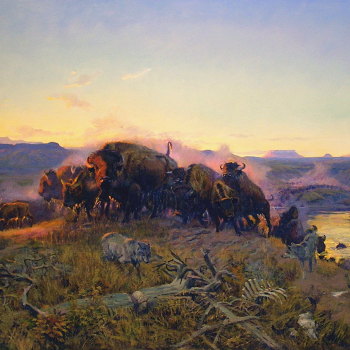 Uno dei dipinti di Charles M. Russell più celebri e suggestivi si intitola proprio When the Land Belonged to God, “Quando la terra apparteneva a Dio” Uno dei dipinti di Charles M. Russell più celebri e suggestivi si intitola proprio When the Land Belonged to God, “Quando la terra apparteneva a Dio”